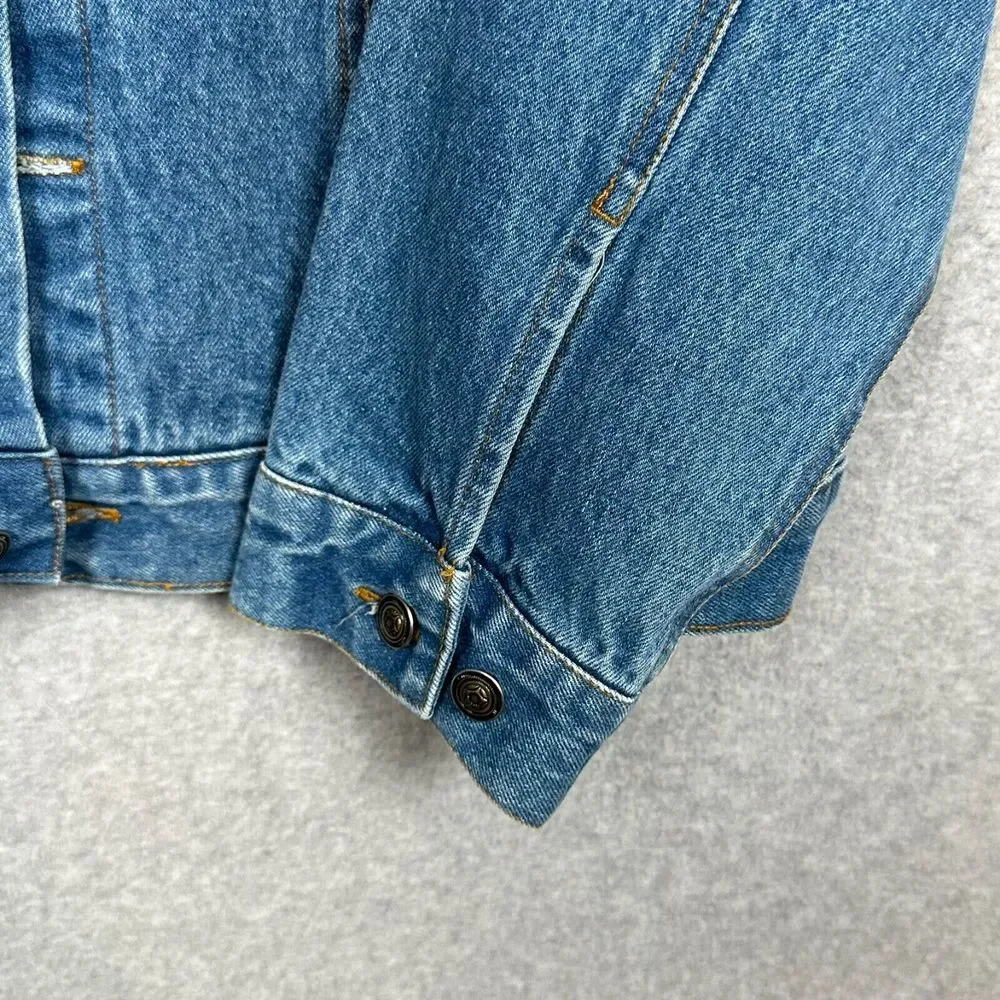 VTG Halo Casuals Denim Trucker Jacket XL Blue Embroidered Eagle‎ First American